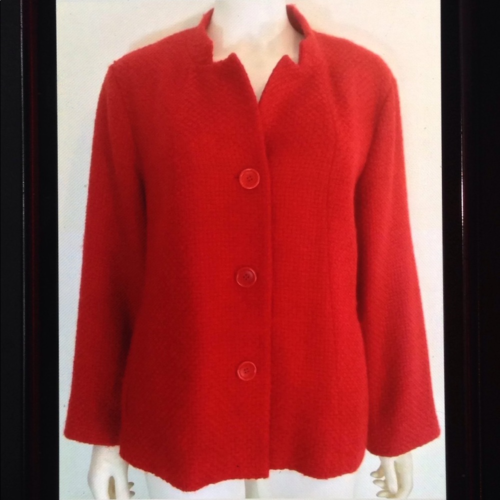 Eileen Fisher Lined Wool Blend Tweed Button Blazer